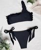 Women's Swimsuit Solid Color One Shoulder Lace Sexy Bikini Side Tie Thong Brazilian Beachwear Bathing Suits