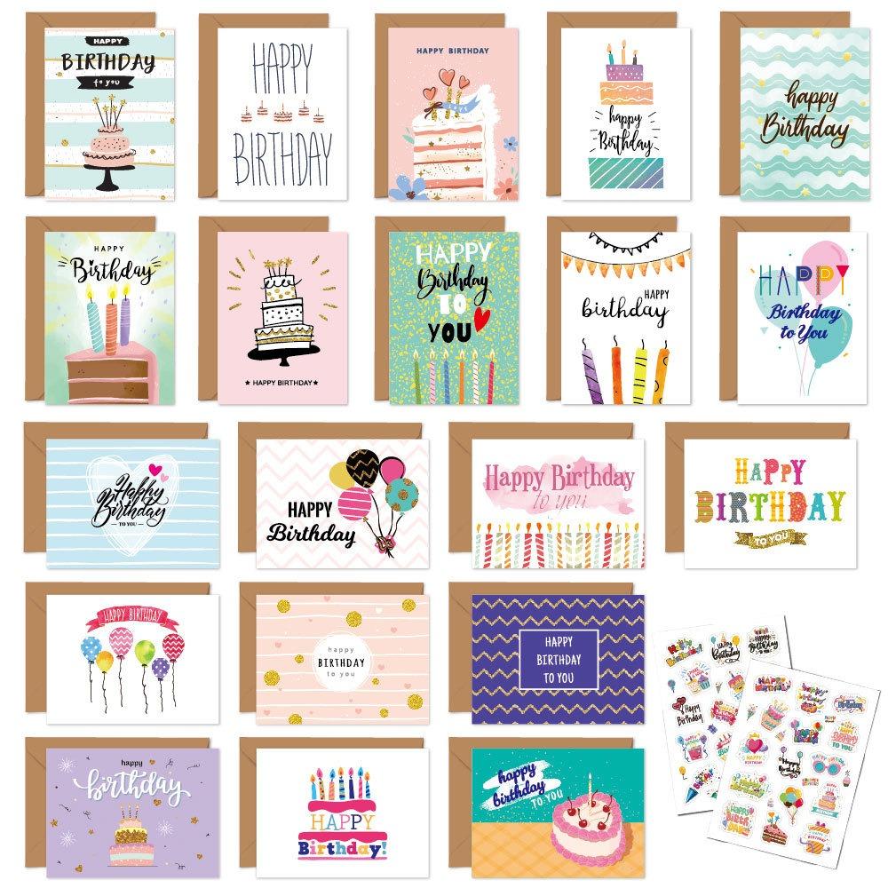 20pcs Combination Set Birthday Greeting Card DIY Message Cards For Kids Friends Family