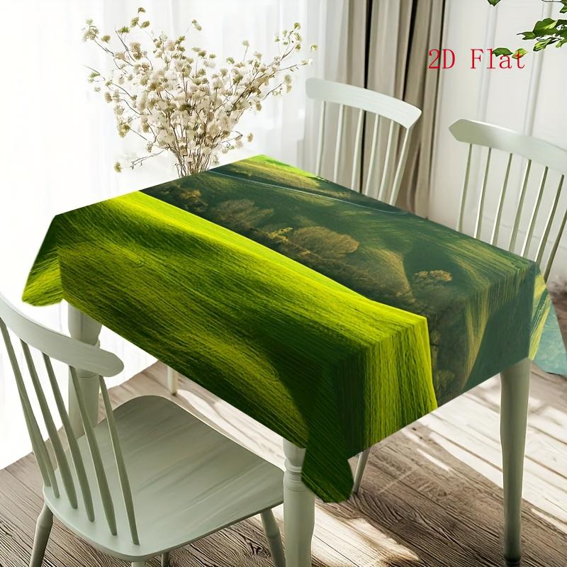 2D Flat 1pc - Rectangular Tablecloth, Pastoral Green Space, Grassland Pattern Printed Tablecloth, Suitable for Indoor And Outdoor Use, Coffee Shops, H
