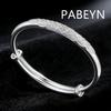 925 Sterling Silver Fashion Engraved Textured Push-Pull Silver Bracelet Birthday Party Anniversary Gift
