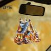 Christmas Ornament Snowy Village House Pendant 2D Flat Acrylic Log Cabin Hanging Decoration for Home Car Tree Decor