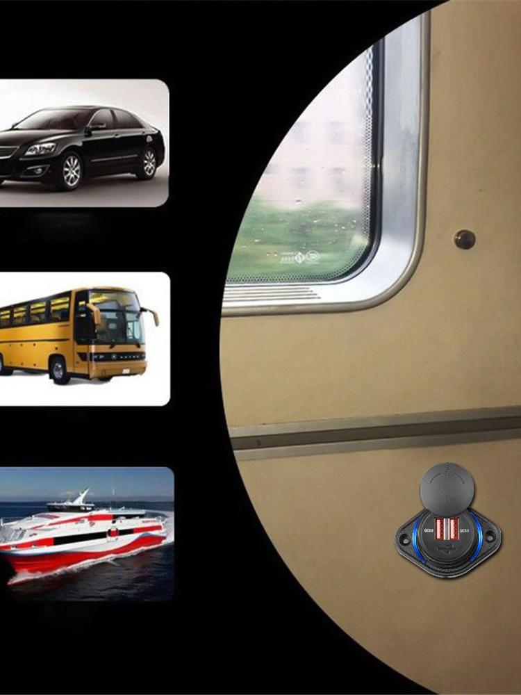 Быстрая зарядка QC 3.0 Dual USB зарядное устройство со сдвижной крышкой водонепроницаемое 12 В/24 В быстрая зарядка USB зарядное устройство для автомобиля лодки автобуса автофургона дома