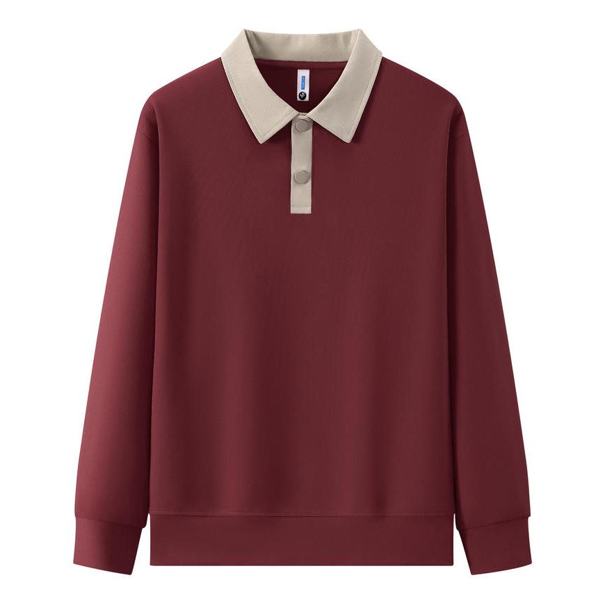 Business Casual Outdoor POLO Sweater Autumn Color Block Lapel Long Sleeved Hoodie Couple's Outfit Men's and Women's Fashionable Hoodie Boutique Top