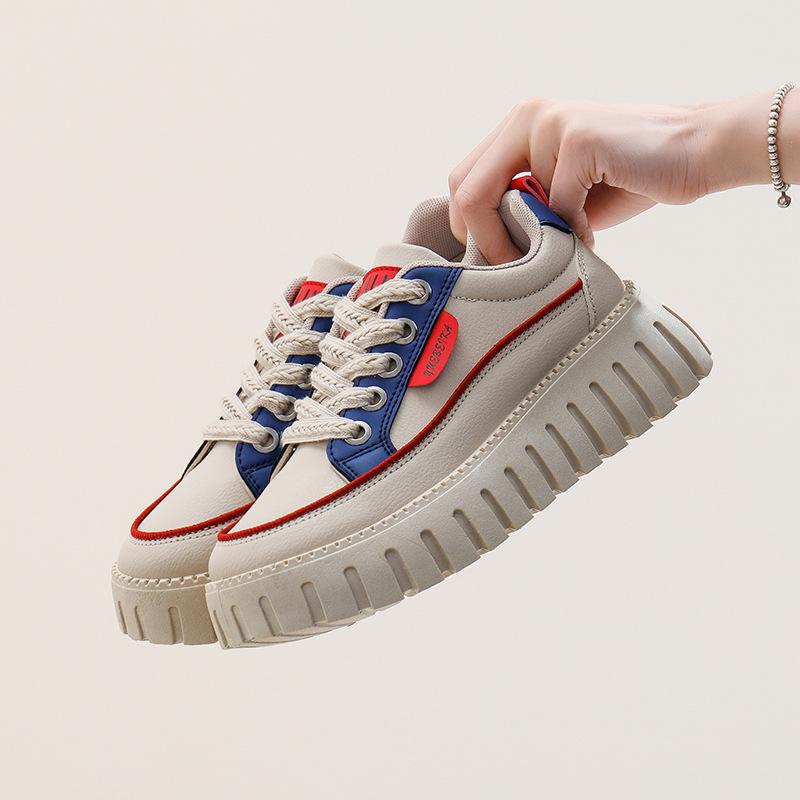2025 весна маленькие белые туфли новая корейская версия ins женские студенческие туфли для увеличения роста на платформе спортивные туфли для доски повседневная обувь женская WS801