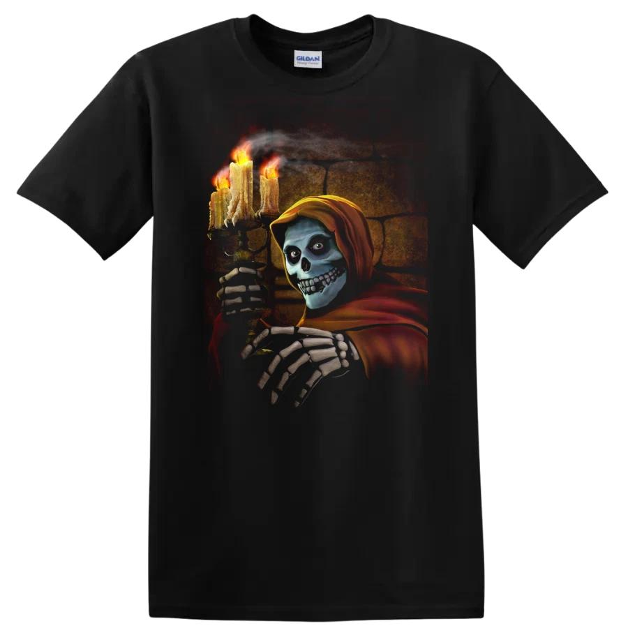 Skeleton Horror T Shirt Creepy Ghost Candlelight Costume Tee