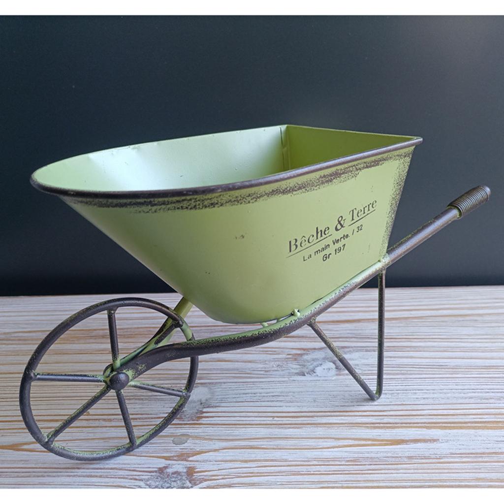 Классическая кованая тележка на одном колесе для садового декора, металлическая тачка, маленькая кашпо для цветов, горшки для растений, контейнер для растений, подарок