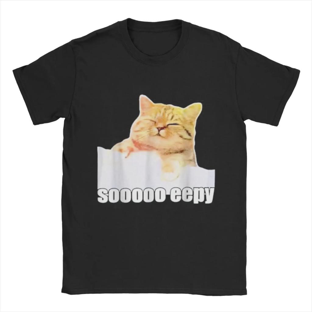 Мужская футболка Eepy Cat Спящий кот Мем Крутая футболка Футболка с коротким рукавом Круглый вырез Мужская Харадзюку Дышащий топ