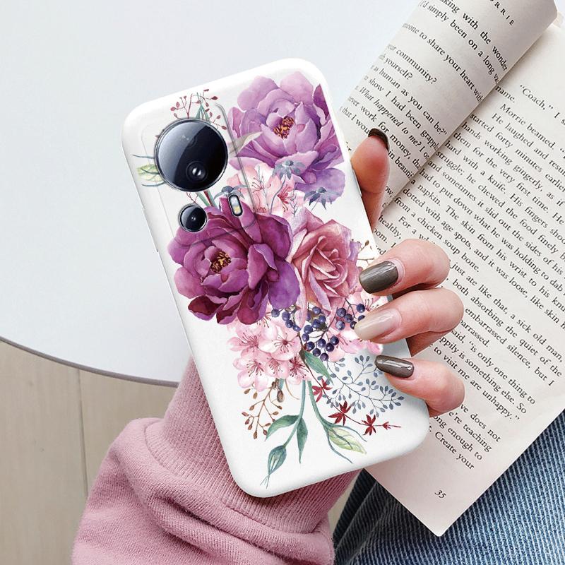 For Xiaomi 13 Lite Phone Case Cute Fashion Heart Flowers Soft Silicone Bumper Cover For Xiaomi13 Lite Fundas Shell Cartoon Gifts