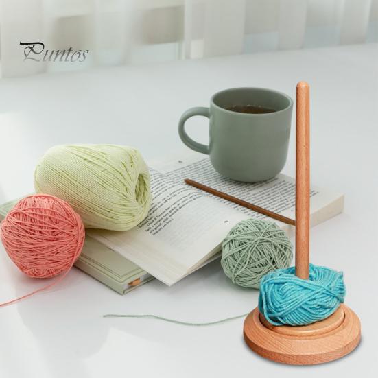 Wooden Yarn Holder Single or Double Yarn Skein Holder Desk Yarn Thread Dispenser Spinner for Crocheting Twirling Yarn Knitting Embroidery Accessory