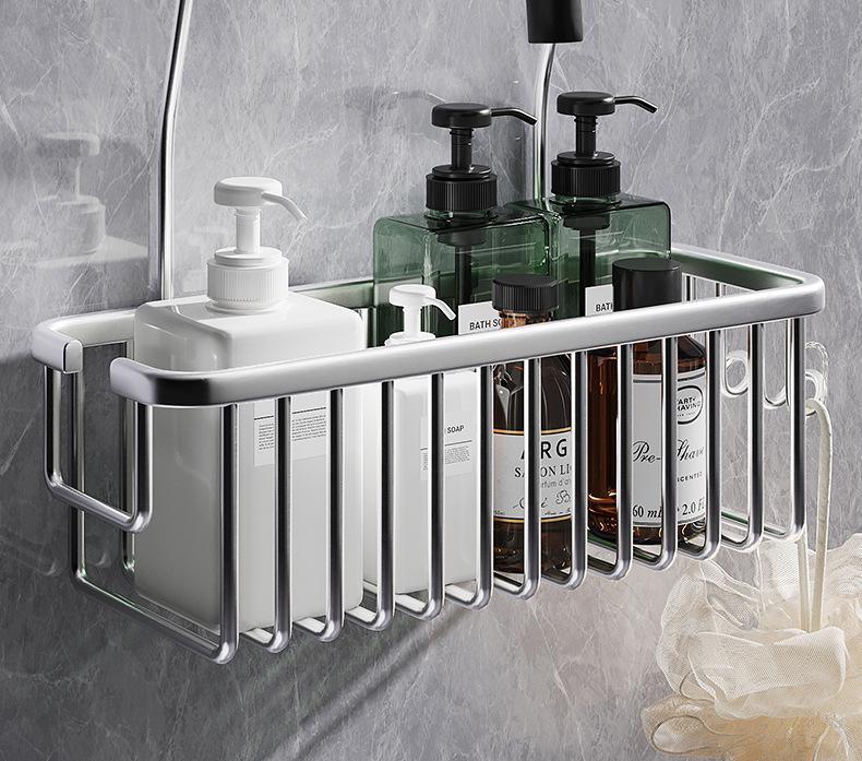 Punch-Free Bathroom Shelf & Shower Head Hanging Basket for Shampoo and Shower Gel Storage