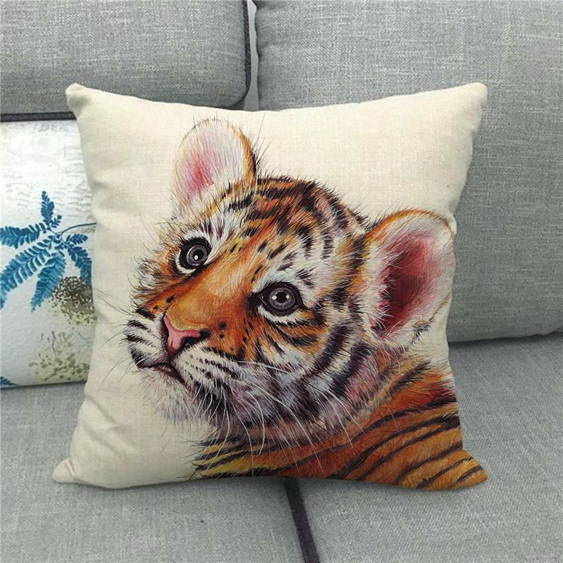 Feline Animals: Tigers, Wolves Digital Printing Short Plush Pillow Covers For Car Sofa Office Cushion Cover Home Goods