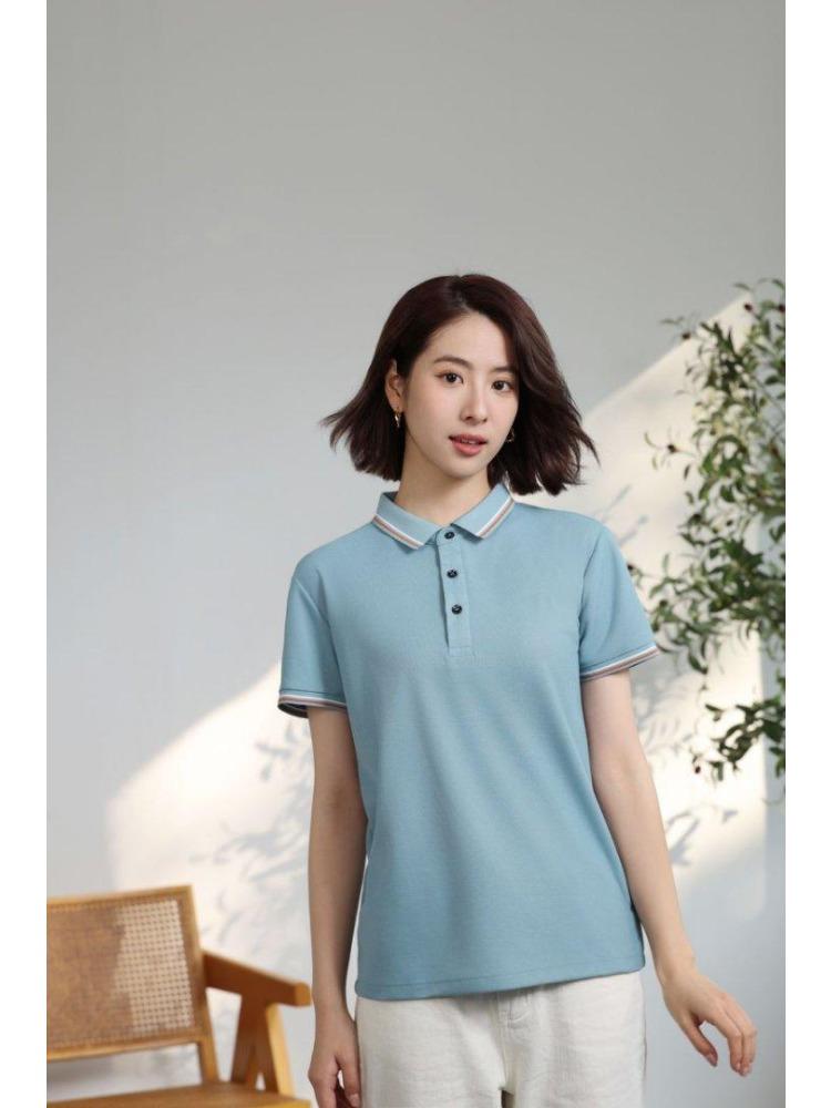 Женская и мужская однотонная футболка летняя с лацканами и короткими рукавами YG-2251/252