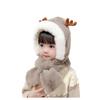 Winter Thicken Children Hat Plus Fleece Kids Christmas Caps Cartoon Elk Hat for Girls Boys Scarf Thicken Cap Newborn Photography