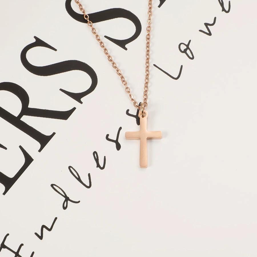 10pcs Stainless Steel Cross Pendant Necklace for Men Boys Gold Plated Silver Simple Fashionable Jewelry Beach Party