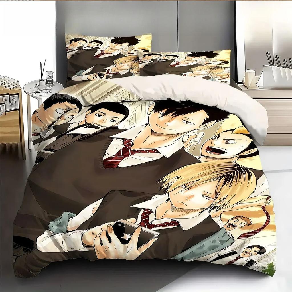 Exquisite Anime Haikyuu Bedding Set 3D Printed Volleyball Boys Duvet Cover Set Single Double for Kids Teens Gift 2/3piece set