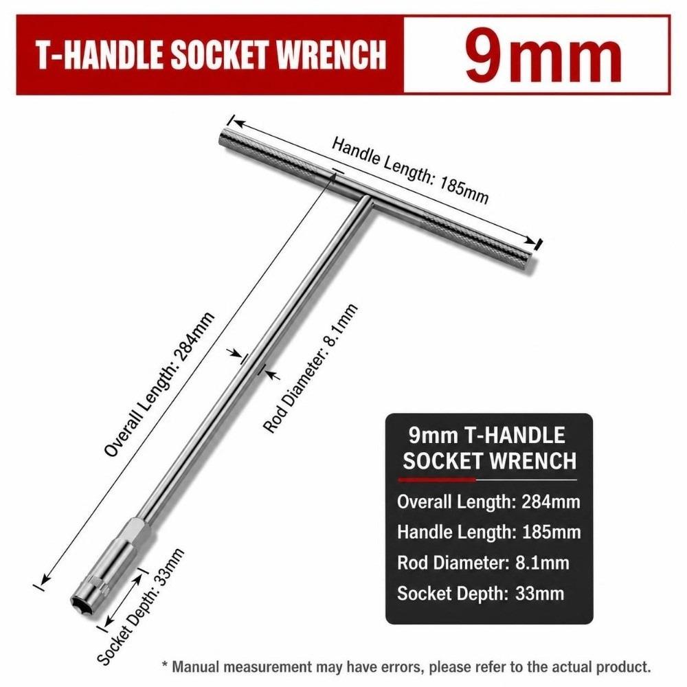Hex Socket Drive T-Socket Wrench 6-19mm Hand Tool Durable Hex Socket Home Maintenance