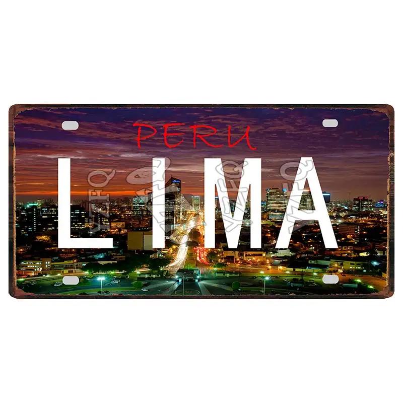 Lima Cusco Vintage Travel Metal Signs Licence Plate Poster Decorative For Club Wall Art Home Decor 30X15CM DC-1033A