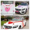 Heart-Shaped Bear Wedding Car Decoration Set - Simulated Flower Arrangement