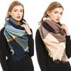 Autumn Winter Shawl Female Warm Blue Plaid Square Scarf