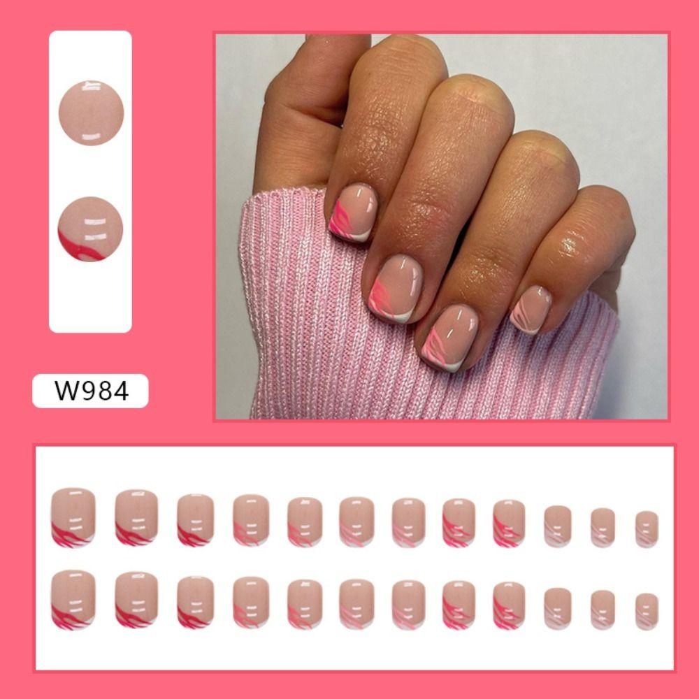 Short Round False Nails Aurora Borealis Nail Tips Fashion Fake Nails for DIY