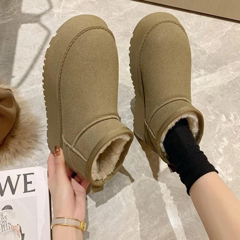 New Classic Thickened Fluff Women's Snow Boots Comfortable Warm Ankle Boots Women Winter Ladies Shoes Chunky Boots Zapatos Mujer