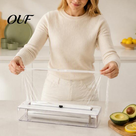 Space Saving Foil Dispenser Aluminum Dispenser, Adjustable Modular Sliding Cut Kitchen Organizer, Non-slip Base Drawer Organizer for Wraps Large