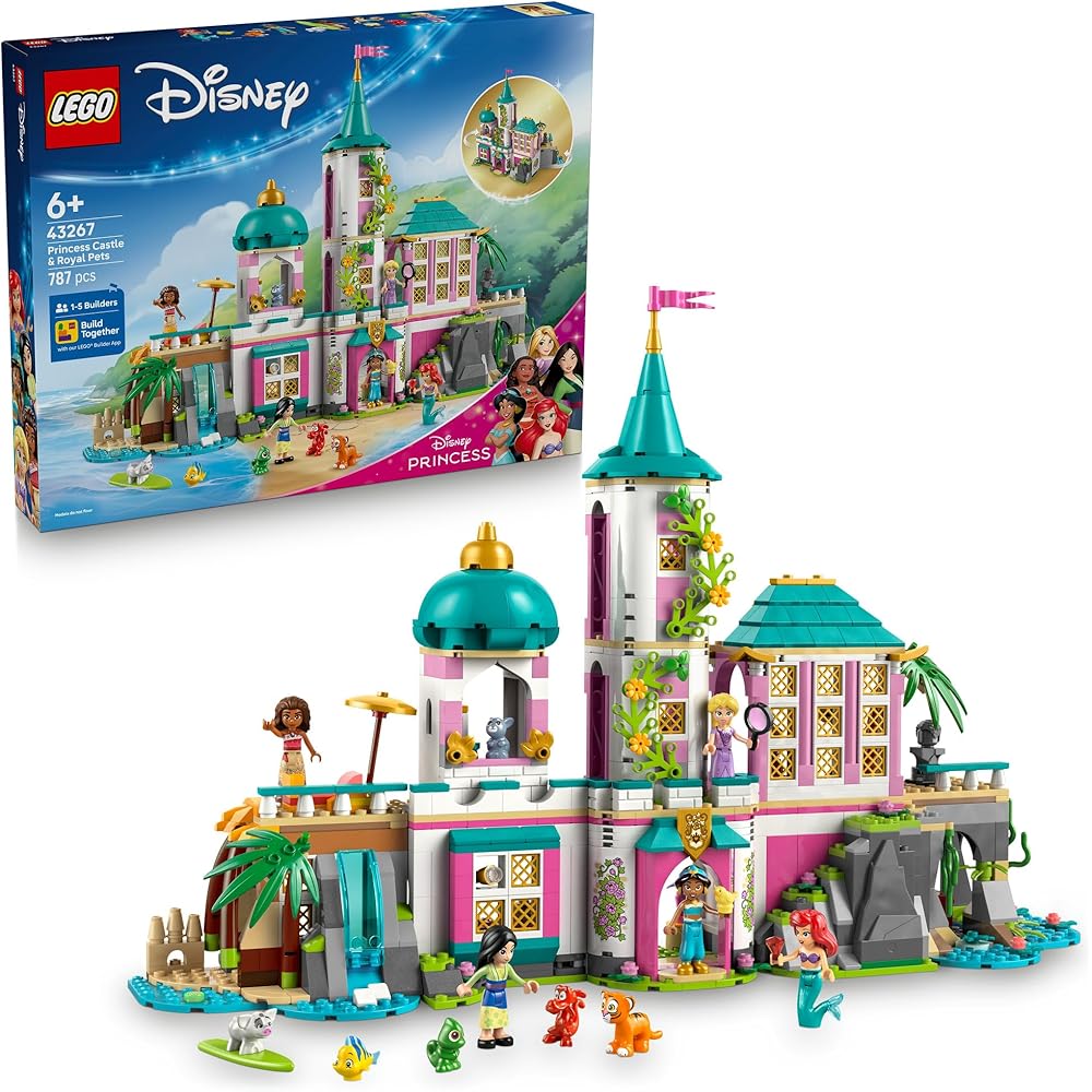 LEGO Disney Princess Castle and Pets Building Toy for Kids Ages 6-9 Educational Playset 43267