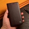 Napa Inner Grid Genuine Leather Flip Case for Meizu 15 16 16TH 16X 16XS 17 18 18X 20 21 Pro Plus Note Phone Cover Card Cases