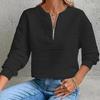 Осенне-зимняя мода женские повседневные однотонные толстовки с полумолнией и длинными рукавами с текстурированными топами