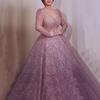 Women Wedding Bride Bridesmaids Elegant Long Sleeves V Neck Glitters Maxi Long Dress Party Ball Gown