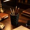 3D Printed Desk Accessories Pebble Texture Pen Holder, Hexagonal Desktop Organizer, Stable Anti-Tip Minimalist Pencil Holder for Vanity PLA