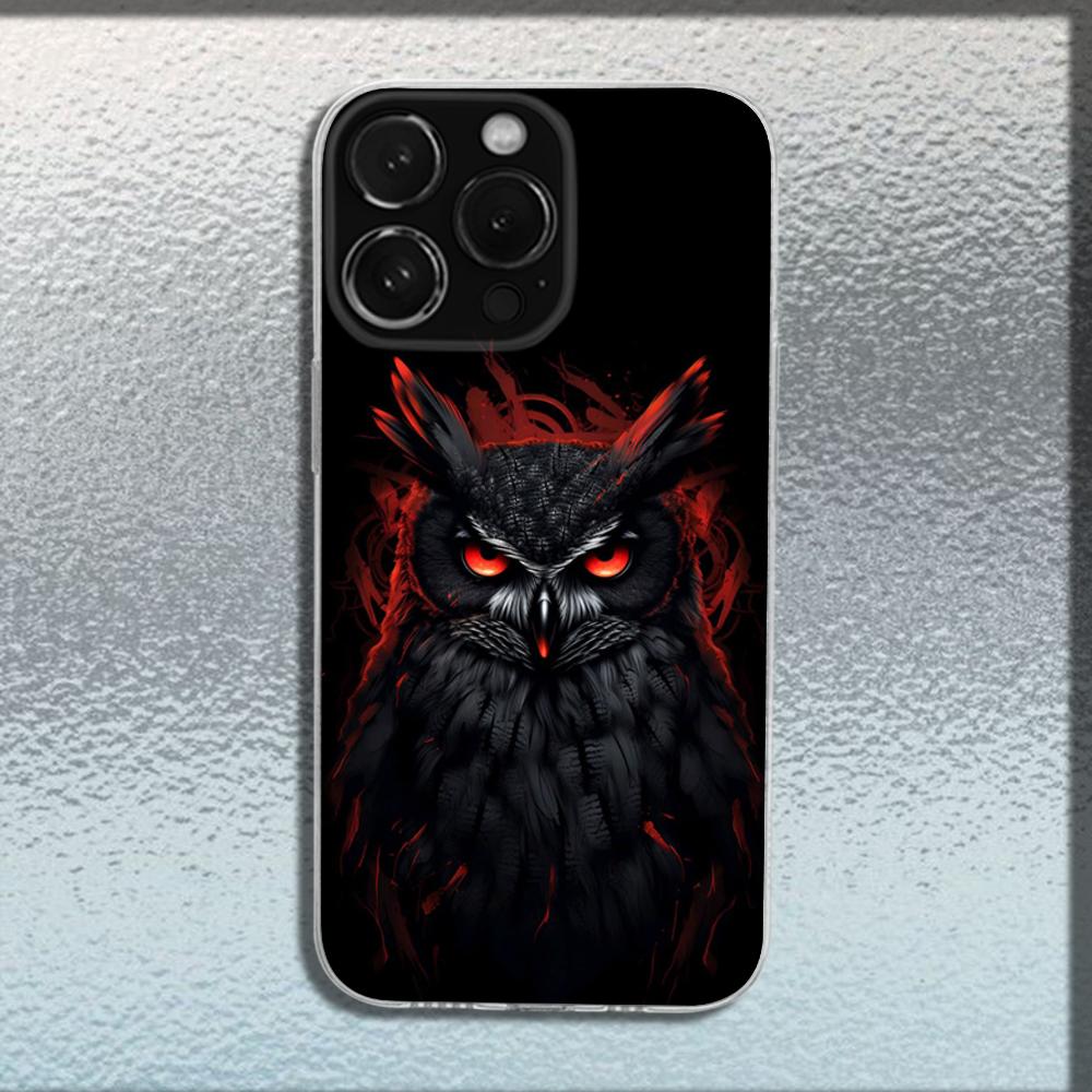 Крутой чехол для телефона с глазом совы для iPhone 16,15,14,13,12,11 Plus,Pro,Max,XR,XS,X,Plus,SE,Mini Прозрачный мягкий чехол