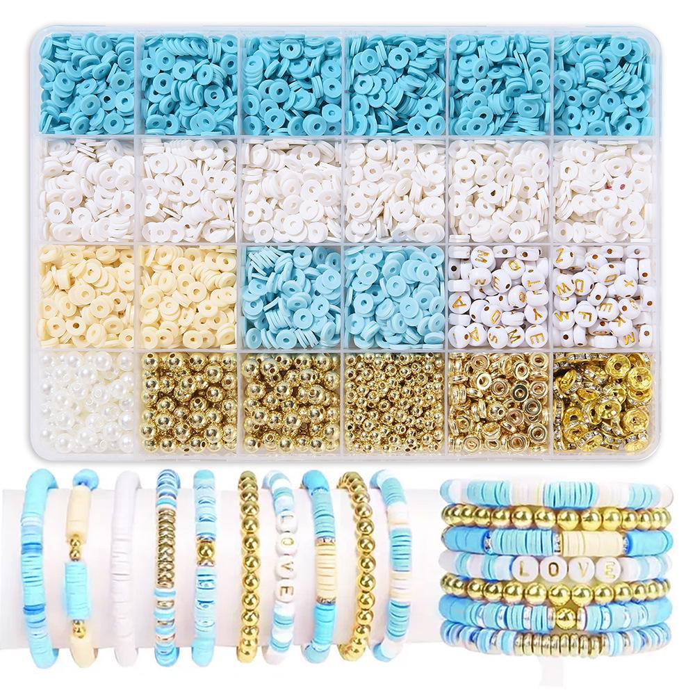 Набор для изготовления браслета из 24-сетчатой глины и рисовых бусин: Бусины 3 мм в 23 цветах для самодельных украшений