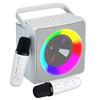 Караоке-машина, портативный динамик Bluetooth, светодиодная лампа для вечеринок с 2 беспроводными микрофонами для караоке — подарок на день рождения, семья, вечеринка, встреча, поддержка USB.