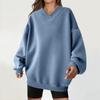 Women's Casual Fashion Solid Color Long-sleeved Loose Round Neck Sweatshirt
