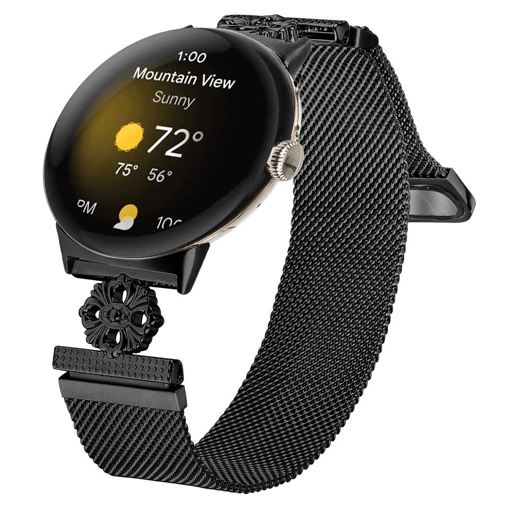 Для Google Pixel Watch 2 Миланский браслет Цветок Нержавеющая сталь Магнитный сетчатый ремешок для часов