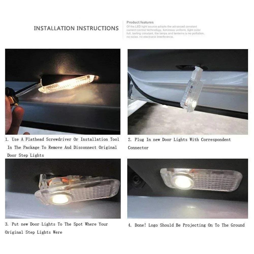2X For 8q A1 A3 A4 A5 A6 A7 Q3 Q5 Q7 SQ3 SQ5 SQ7 S3 S4 S5 S6 S7 sline quattro allroad RS Led Car Door Welcome Light lamp bulbq8