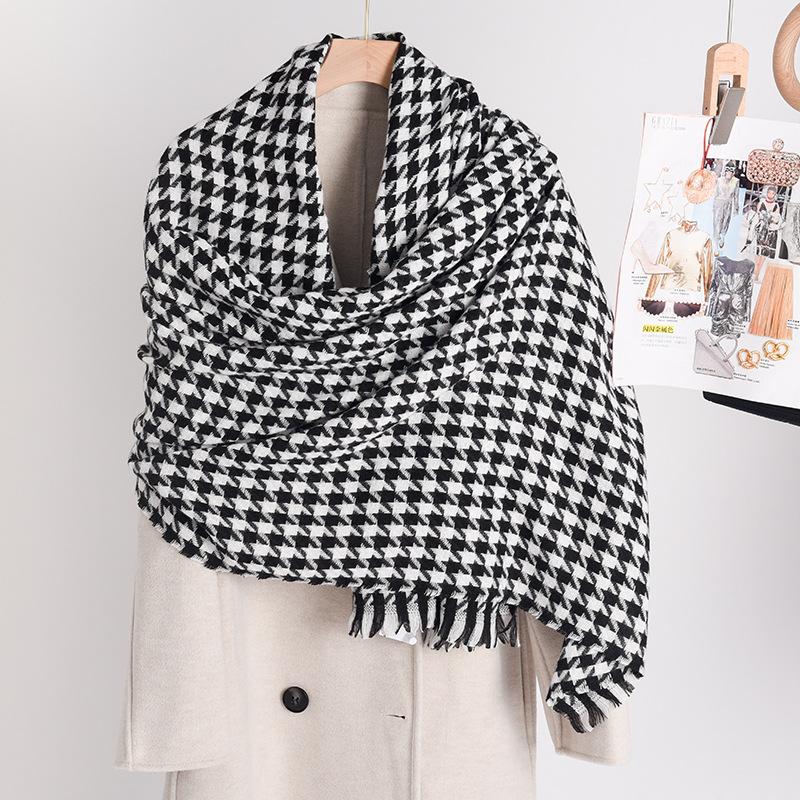 Qiandongge Scarf Women's Warm Scarf Neck Cashmere Scarf Plaid Thick Scarf Winter Explosion