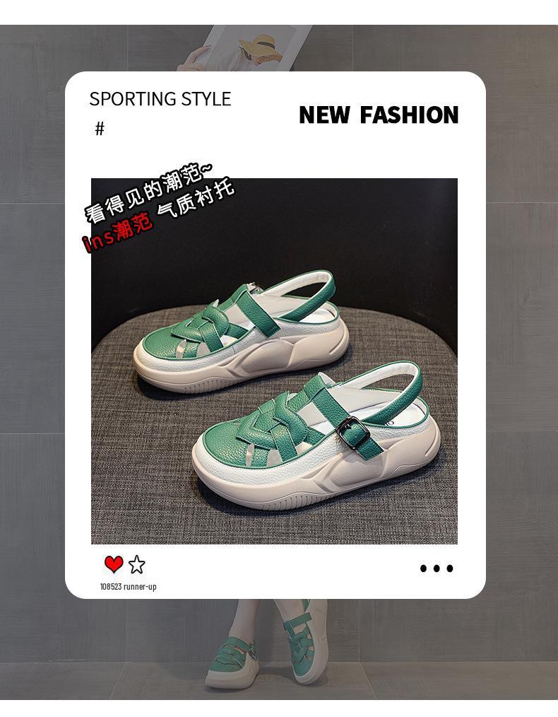 Женские кожаные сандалии на плоской подошве 2025 - Мягкая подошва, Повседневный стиль, Круглый носок, Цветной блок для пляжа и беременности