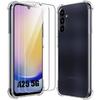 Protective Case - BOOLING - for Samsung Galaxy A25 5G - Transparent Silicone - 4 Reinforced Corners - 2 Tempered Glasses