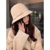 Hepburn small fragrant woolen bow bucket hat women's French retro autumn and winter top hat elegant white basin hat