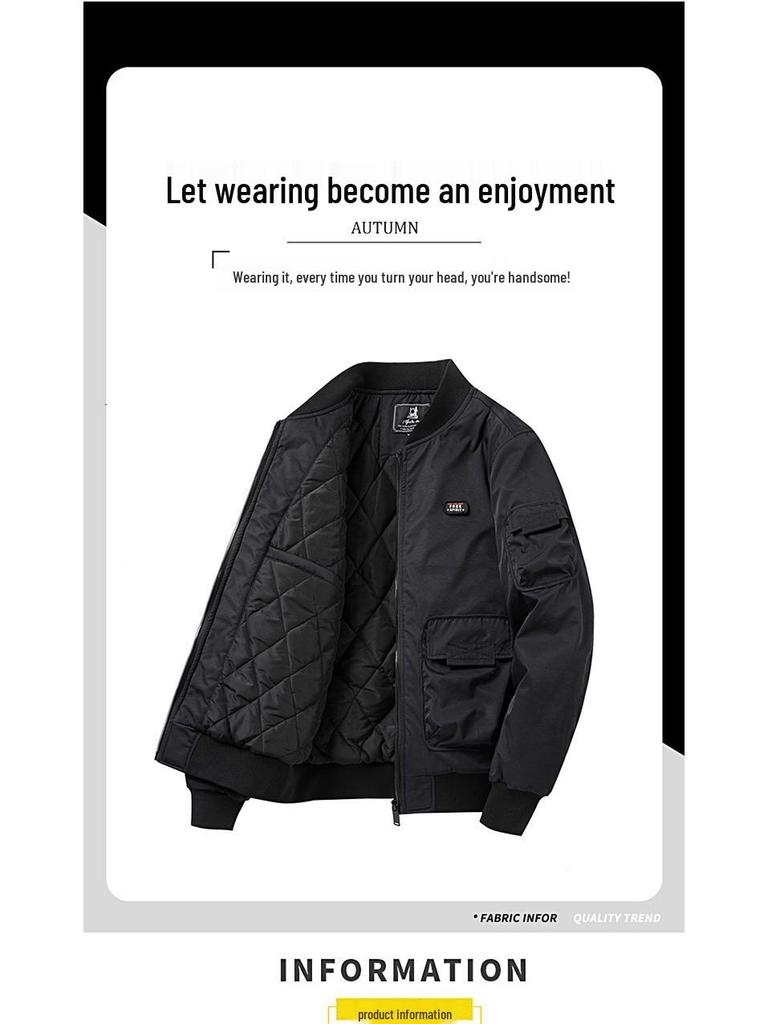 Мужская куртка-пилот МА-1 с хлопковой подкладкой на осень/зиму, летная куртка с бейсбольным воротником