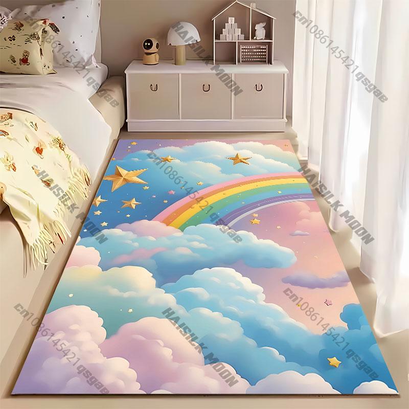 Dreamy sky rainbow scene carpet Yoga living room room decor children's crawling mat doormat area rug games mat