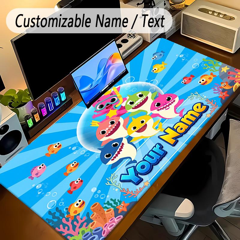 Large Mouse PadBaby Shark Custom Name Text Personalized Desk Mat Non Slip Gaming Pad