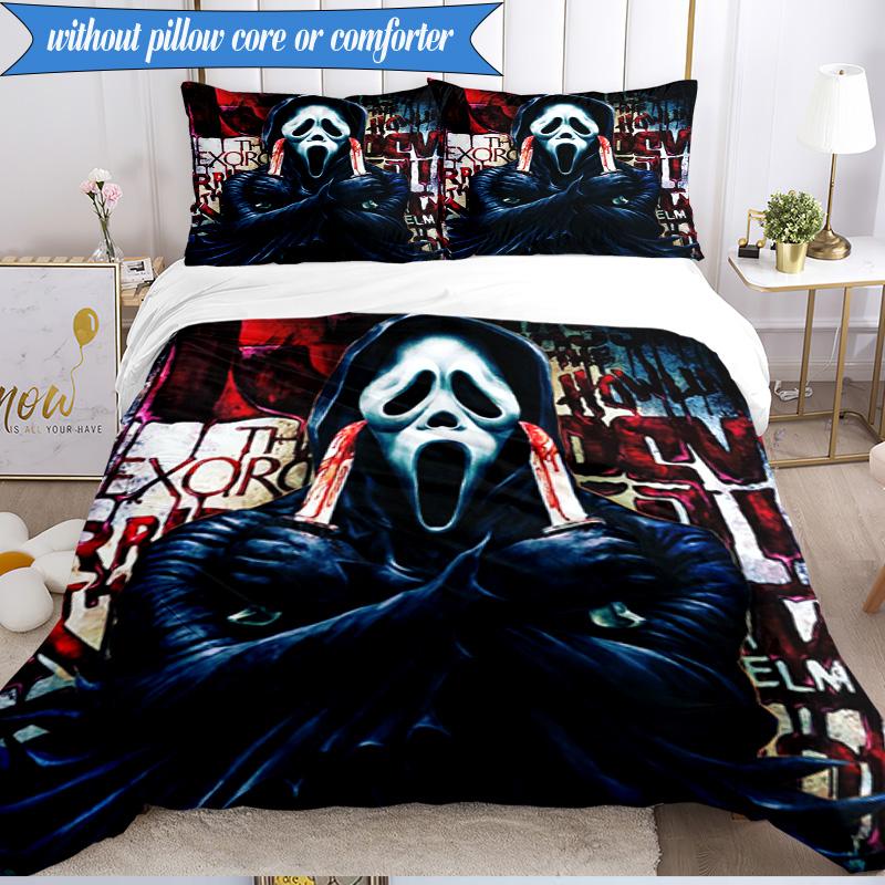 Scr-eam Horror Movie 3pcs K-pop music group Bedding set,Ideal for Bedroom, Dormitory,Including Duvet Cover And 2pcs Pillowcases,Fan gifts