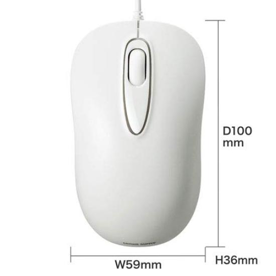 Проводная лазерная мышь Sanwa Supply, 3 кнопки, средний размер, белая MA-LS176W