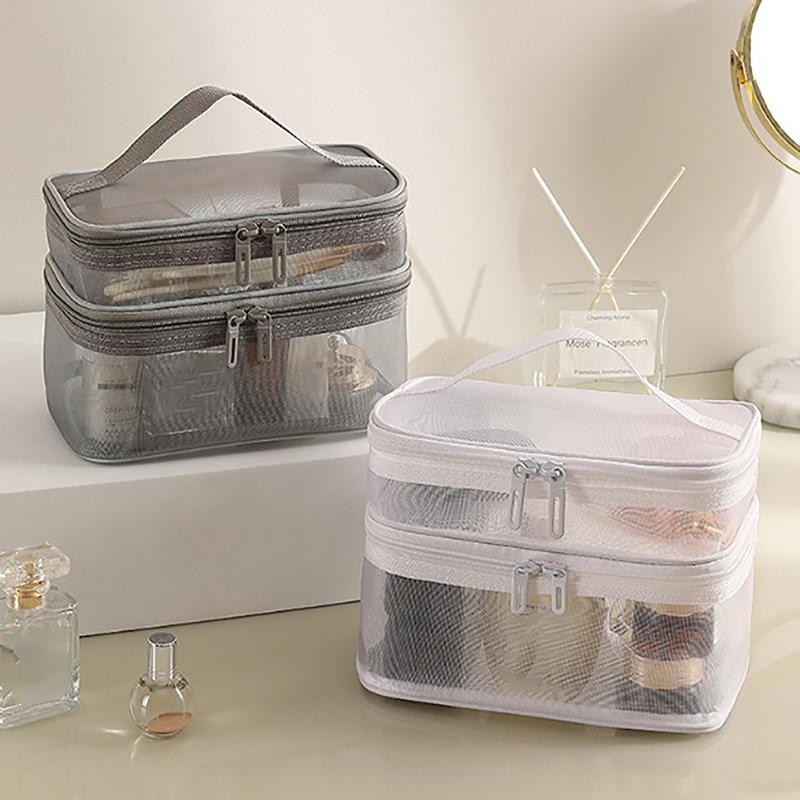 1 шт. сетчатая косметичка, сетчатая косметичка для офиса, дорожные сумки для хранения, двухслойные косметички