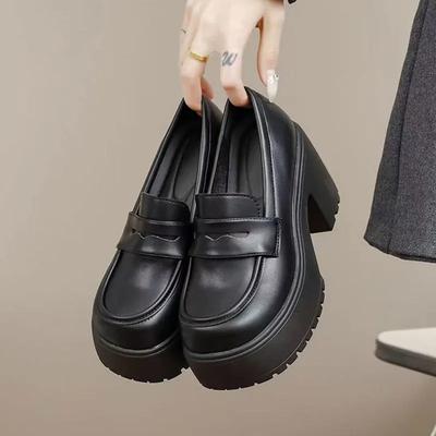 Женские Весенне-Осенние Новые Острые Туфли-Лодочки на Толстой Подошве, Универсальные, на Большом Высоком Каблуке, На Удачу