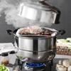 С Пароваркой Посуда из нержавеющей стали Многоцелевая кастрюля для супа и варки на пару Индукционная плита Газ