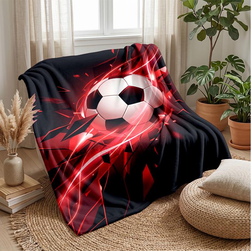 Soccer Ball in Flames Theme blanket Lightweight Warm Flannel Blanket Decorative Throw Blanket for Home Decoration